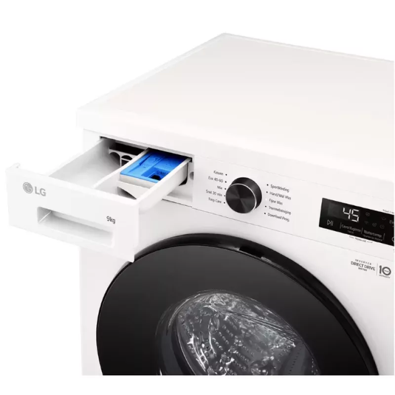 Pralka ładowana od przodu LG F4X1009NWB — 9 kg, 1310 obr./min, klasa A, biały
