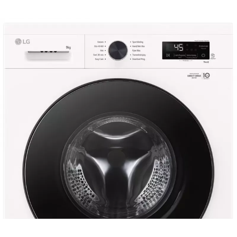 Pralka ładowana od przodu LG F4X1009NWB — 9 kg, 1310 obr./min, klasa A, biały