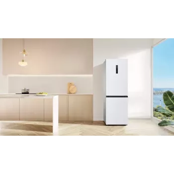Lodówka TCL RP340BWD1 — wolnostojąca combi, No Frost, 223 L chłodziarka / 117 L zamrażarka, 185 cm, klasa energetyczna D, wyświetlacz, 35 dB, biała