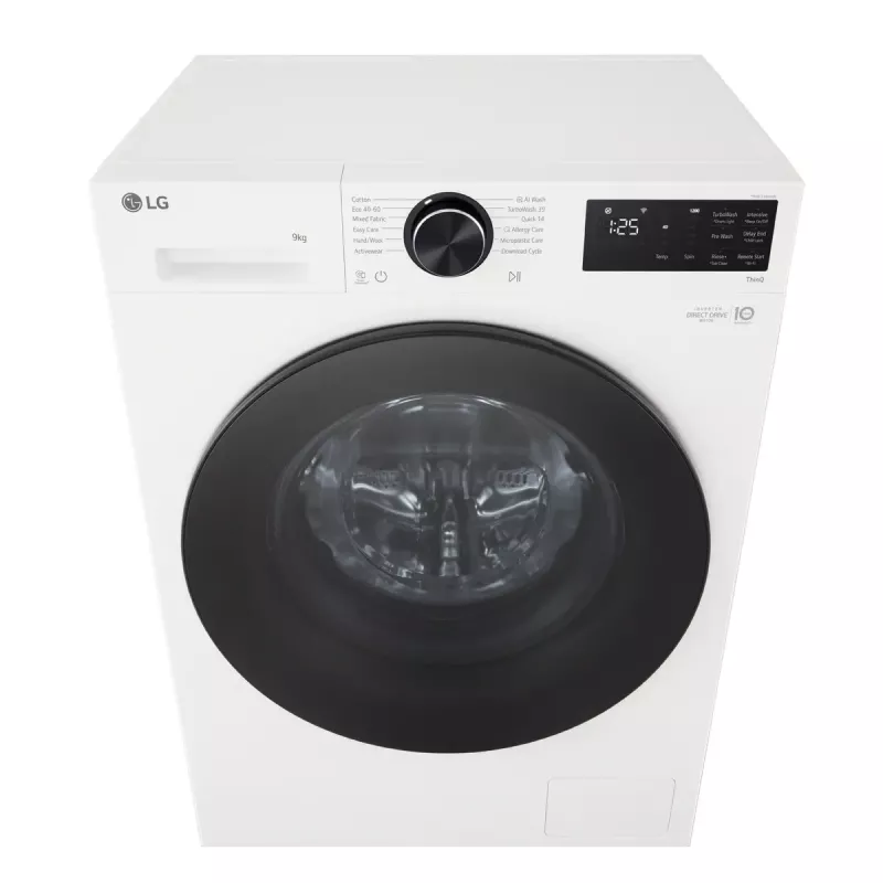 Pralka LG F2X50S9TWB, ładowana od przodu, 9 kg, 1170 obr./min, klasa energetyczna A, 600×535×850 mm, biała