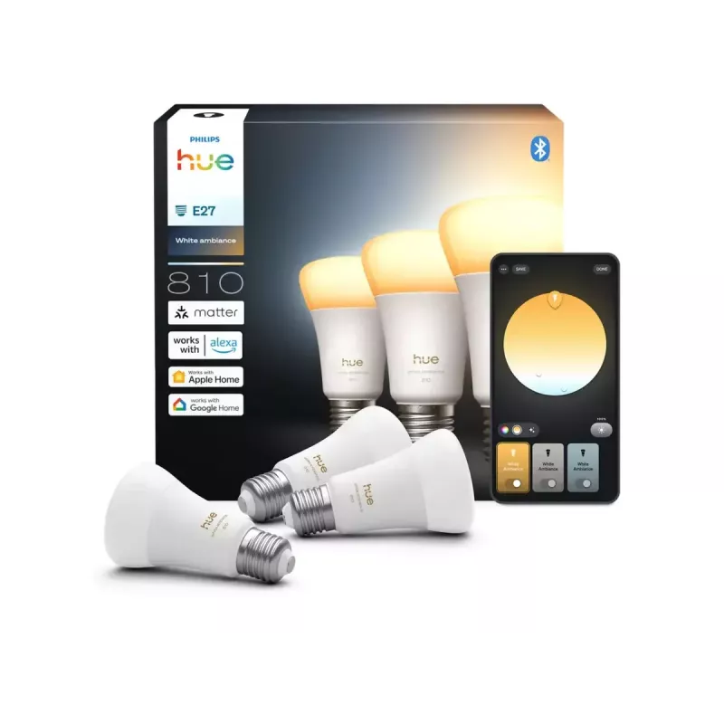 Philips Hue WA 810 A60 3P EU | E27 | 6 W | Ciepłe do chłodnego białe światło | Bluetooth, Zigbee