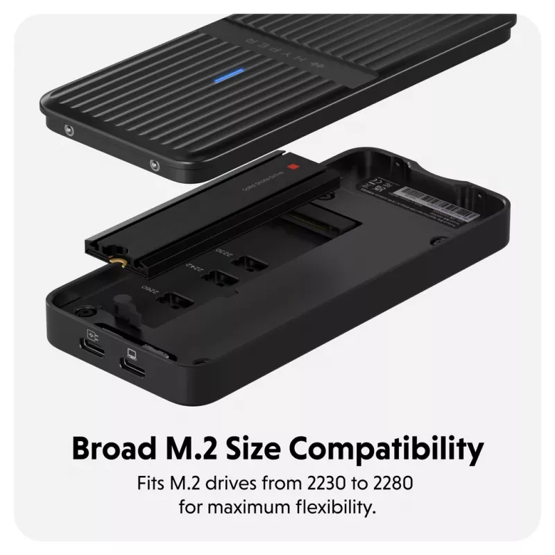 Obudowa SSD Hyper HD2500GL dla M.2 PCIe SSD (USB4 Gen4, USB‑C) Czarny