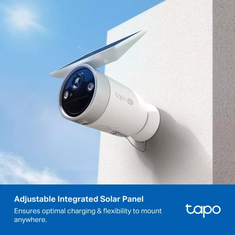 TP-Link Tapo Enhanced AI Solar Security Camera Ultra, Bezprzewodowa, Bullet, Wi-Fi, Zewnętrzna, 850 nm, 512 GB
