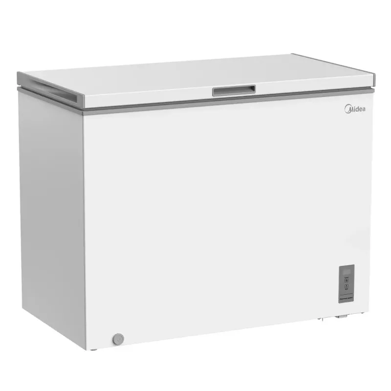 Zamrażarka skrzyniowa Midea MDRC411FZE01 — wolnostojąca, pojemność 293 l, klasa energetyczna E, wydajność zamrażania 14 kg/24h, biała