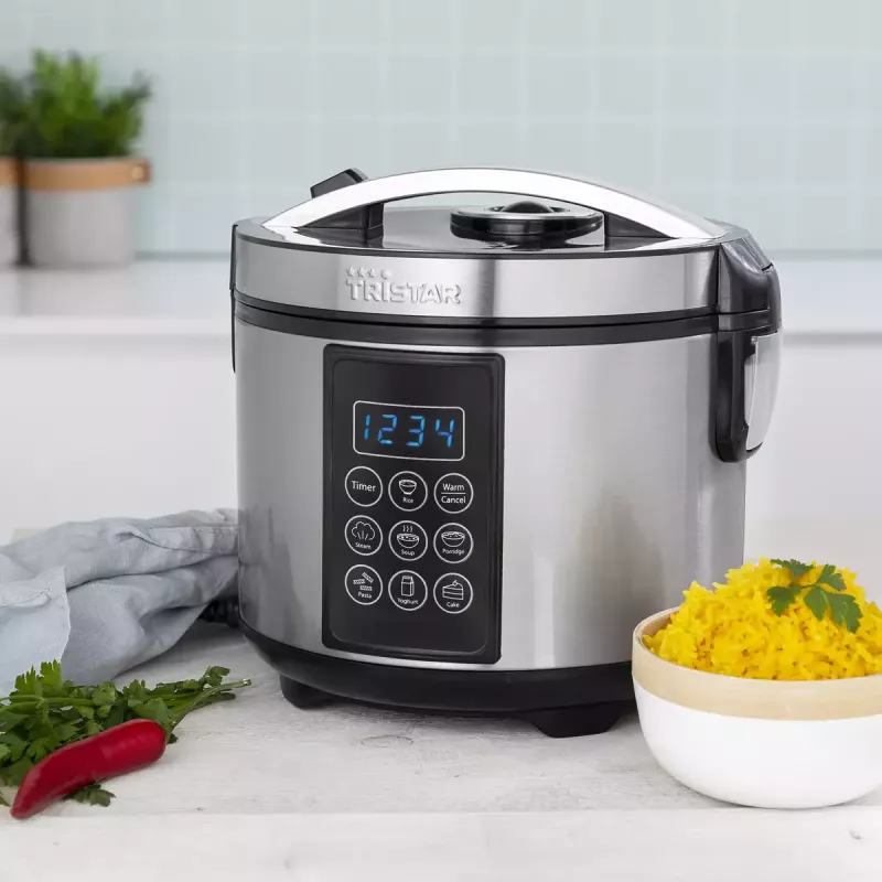 Multicooker Tristar RK-6132 — 1,5 L, 500 W, 7 programów automatycznych, LCD, stal nierdzewna/czarny