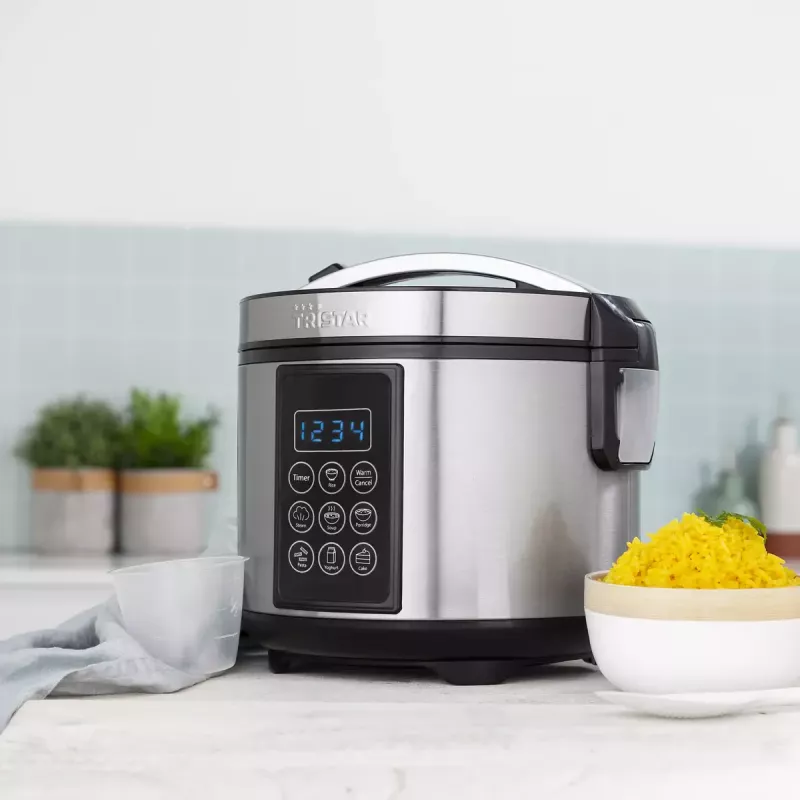 Multicooker Tristar RK-6132 — 1,5 L, 500 W, 7 programów automatycznych, LCD, stal nierdzewna/czarny