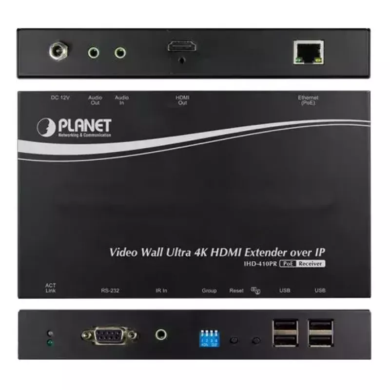 PLANET IHD-410PR odbiornik do ściany wideo Ultra 4K HDMI/USB