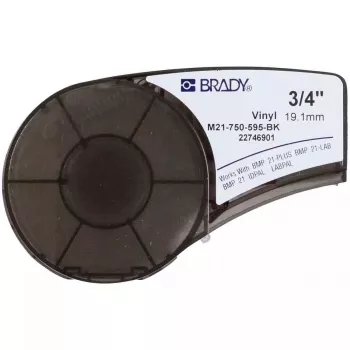 Samoprzylepna etykieta do drukarki Brady M21-750-595-BK — winylowa, czarna, 1,91 cm x 6,4 m