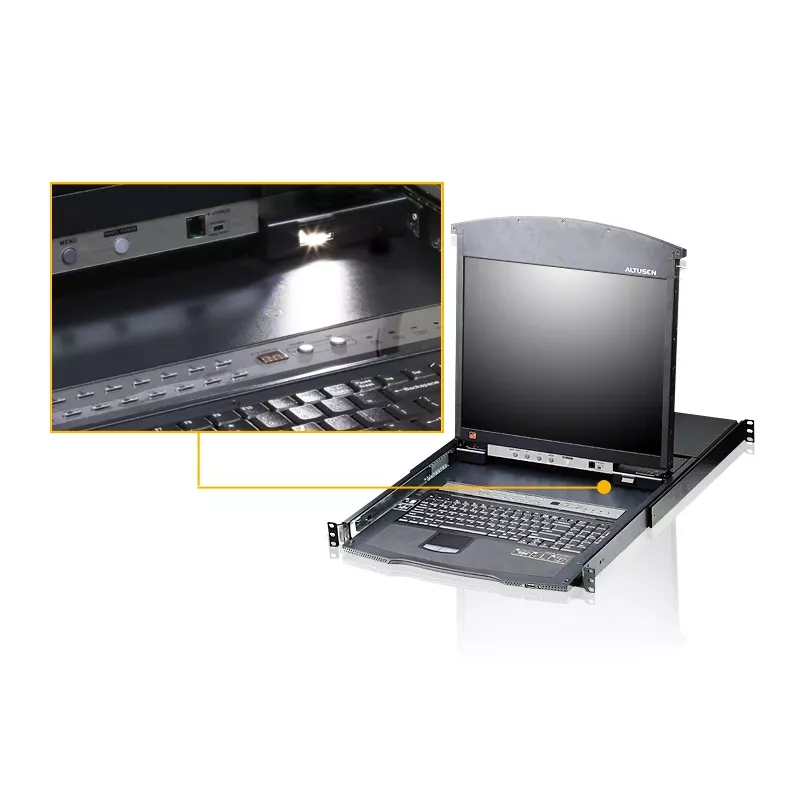 ATEN KL1508AM konsola rackowa 43,2 cm (17 cali) 1280 x 1024 pikseli Metal Czarny 1U