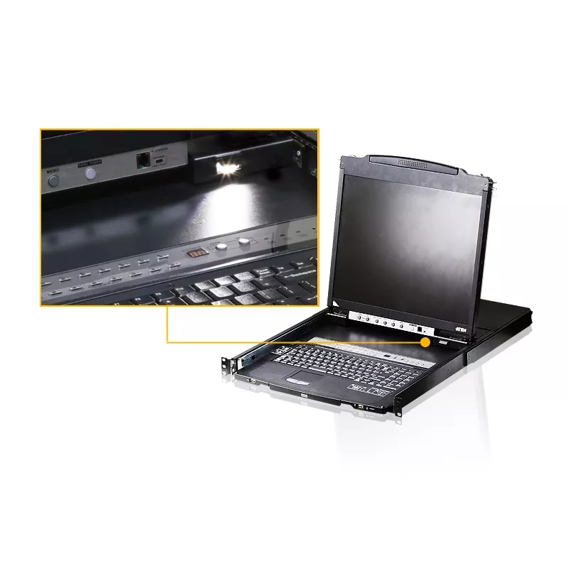 ATEN CL5808N konsola rack 48,3 cm (19 cali) 1280 x 1024 pikseli Metal, Plastik Czarny 1U