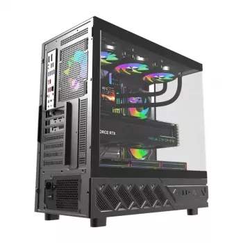 Obudowa komputerowa DarkFlash DS950V z przednim wyświetlaczem (czarna) i 6 fabrycznie zainstalowanymi wentylatorami