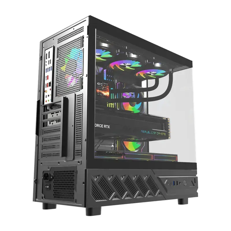 Obudowa komputerowa DarkFlash DS950V z przednim wyświetlaczem (czarna) i 6 fabrycznie zainstalowanymi wentylatorami