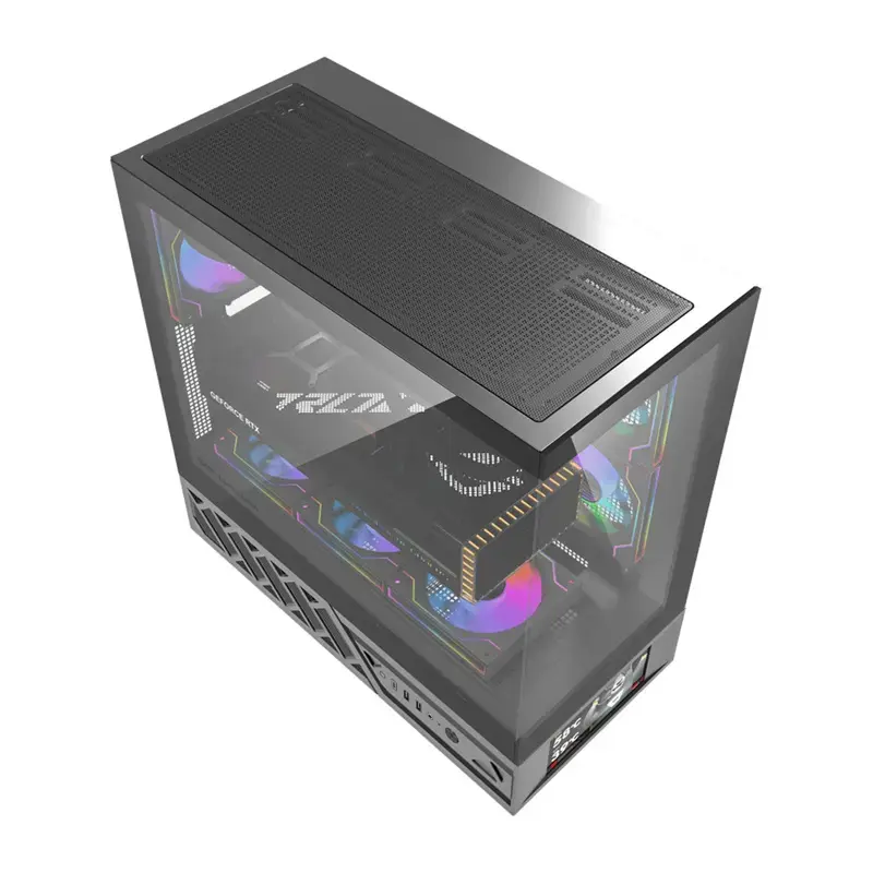 Obudowa komputerowa DarkFlash DS950V z przednim wyświetlaczem (czarna) i 6 fabrycznie zainstalowanymi wentylatorami