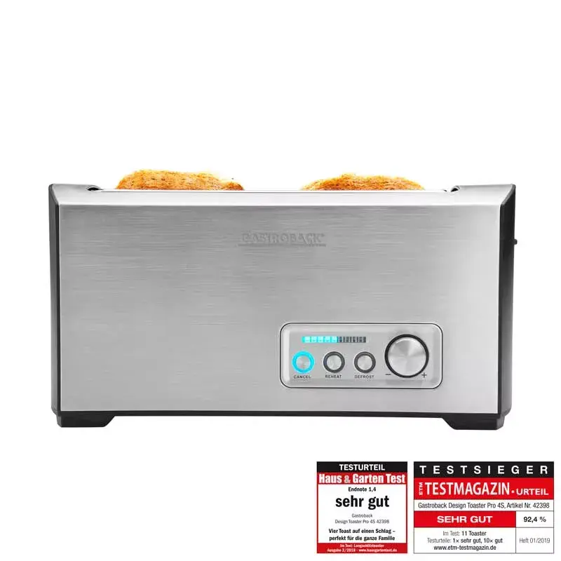 Toster Gastroback Design Pro 4S 2 kromki 1500 W Czarny Stal nierdzewna