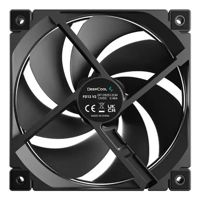 Wentylator obudowy DeepCool FD12 V2 120 mm Czarny, 500–2500 RPM, łożysko hydrauliczne, 4 szt.