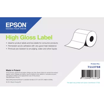 Arkusze etykiet Epson 7113758 High Gloss 102 × 51 mm — kompatybilne z drukarkami Epson, opakowanie zbiorcze