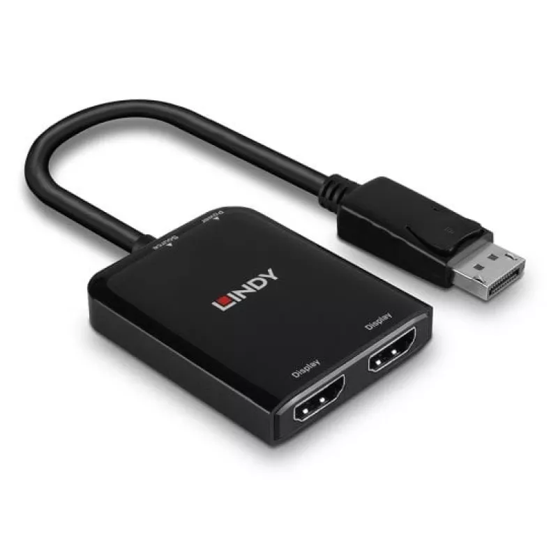 Lindy DisplayPort to 2 Port HDMI MST Hub, DisplayPort, 2 x HDMI, Męski, Żeński, Prosty, Prosty