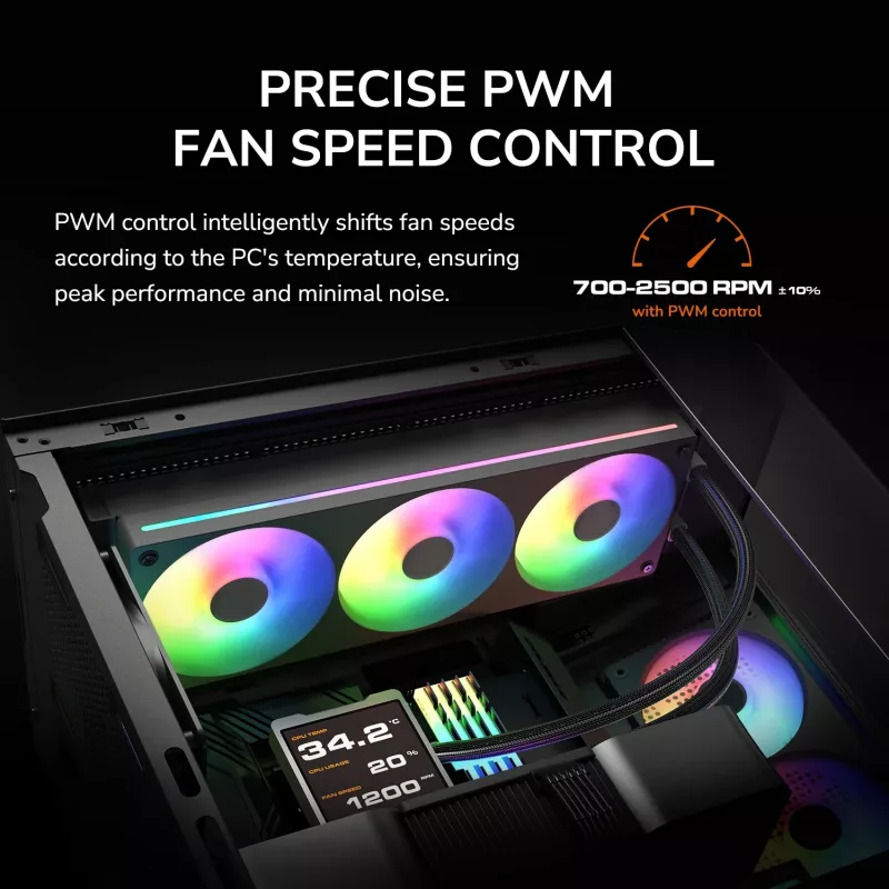 Wentylator COUGAR Unity360-FB pojedyncza rama 360 ARGB PWM Forward, 120 mm, 700–2500 obr./min, FDB, biały