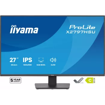 Monitor komputerowy IIYAMA ProLite X2797HSU-B1 27 cali (68,6 cm) Full HD 1920×1080 LED matowy 4 ms USB 3.2 Gen 1 głośniki VESA czarny