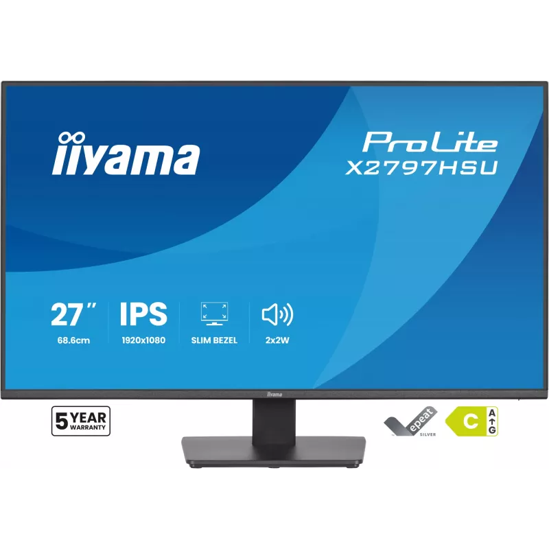 Monitor komputerowy IIYAMA ProLite X2797HSU-B1 27 cali (68,6 cm) Full HD 1920×1080 LED matowy 4 ms USB 3.2 Gen 1 głośniki VESA czarny