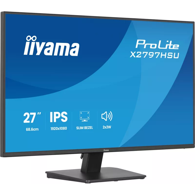 Monitor komputerowy IIYAMA ProLite X2797HSU-B1 27 cali (68,6 cm) Full HD 1920×1080 LED matowy 4 ms USB 3.2 Gen 1 głośniki VESA czarny