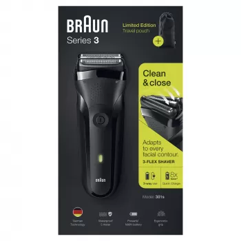 Braun Series 3 301s Golarak foliowa Trymer Czarny