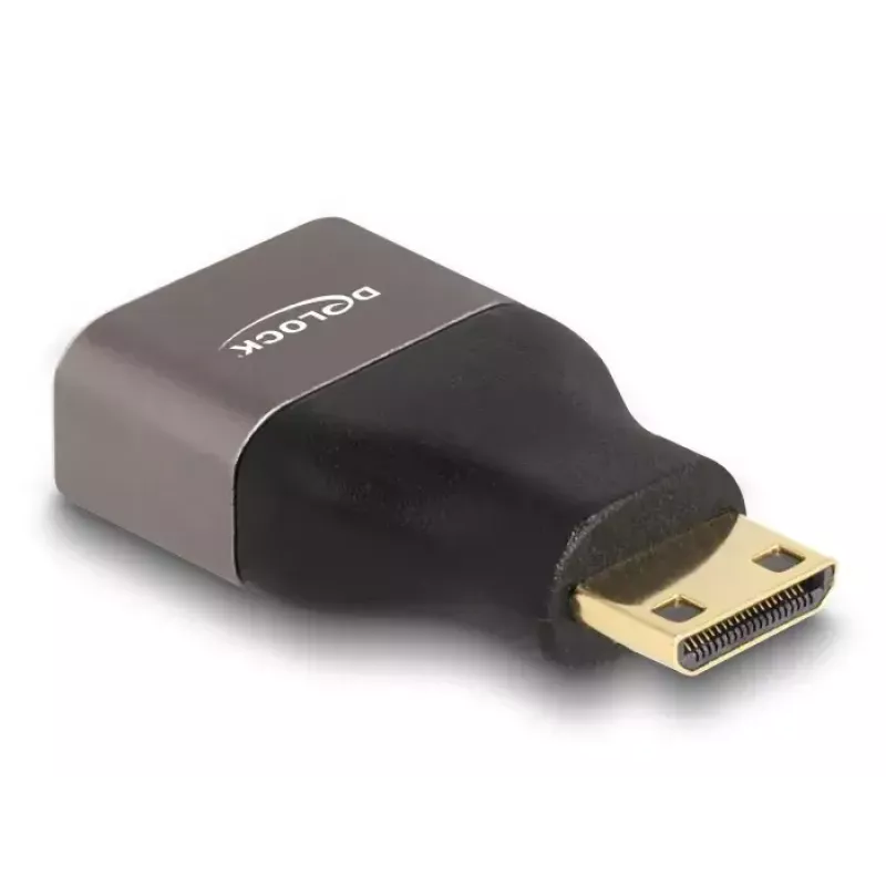 DeLOCK HDMI Adapter Mini-C męski na A żeński 8K 60 Hz szary metal