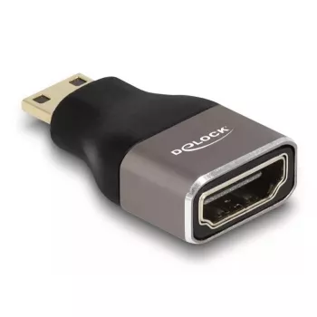 DeLOCK HDMI Adapter Mini-C męski na A żeński 8K 60 Hz szary metal