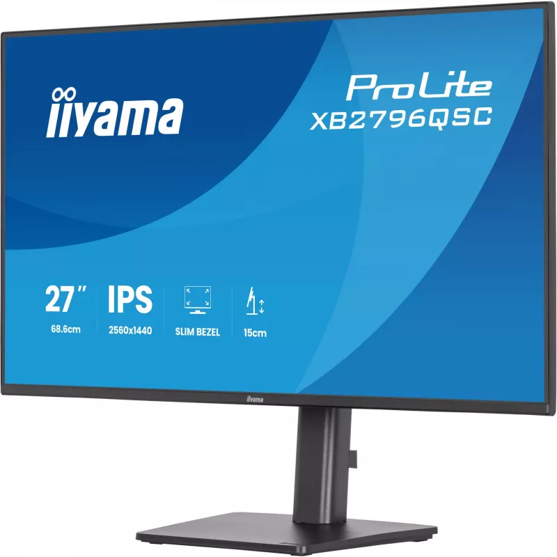 27-calowy monitor IIYAMA ProLite XB2796QSC-B1 IPS Quad HD 2560x1440 LED, 4 ms, USB-C, głośniki, regulacja wysokości, VESA