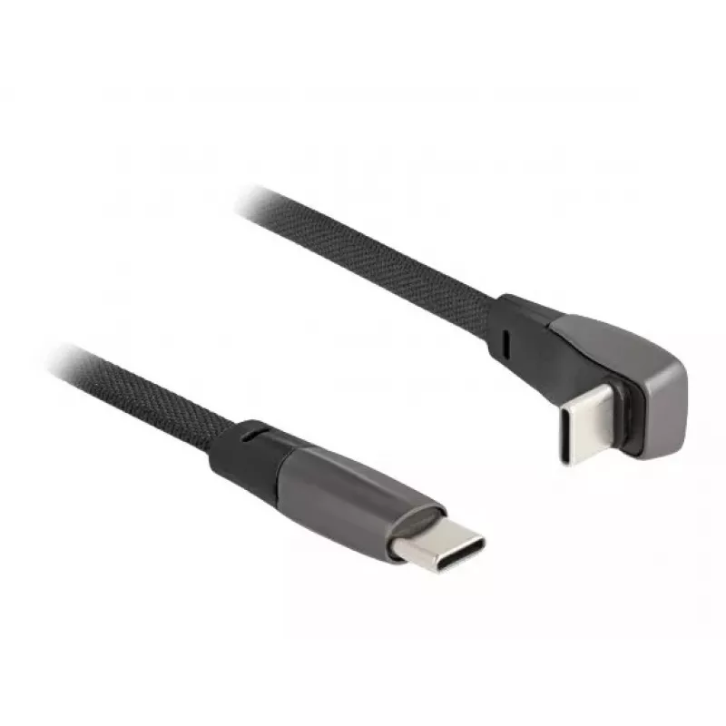 Kabel płaski DeLOCK USB 2.0, USB Type-C męski na męski, PD 3.0, 60W, 1m, czarny