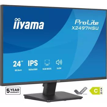 Monitor IIYAMA ProLite X2497HSU-B1 23,8 cala (60,5 cm) Full HD IPS 1920×1080 4 ms USB‑C 2×, głośniki, VESA, czarny