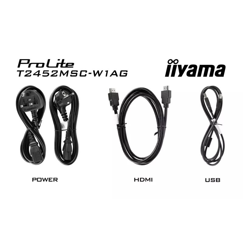 iiyama ProLite T2452MSC-W1AG monitor komputerowy 60,5 cm (23,8 cala) 1920 x 1080 pikseli Full HD LED ekran dotykowy Biały