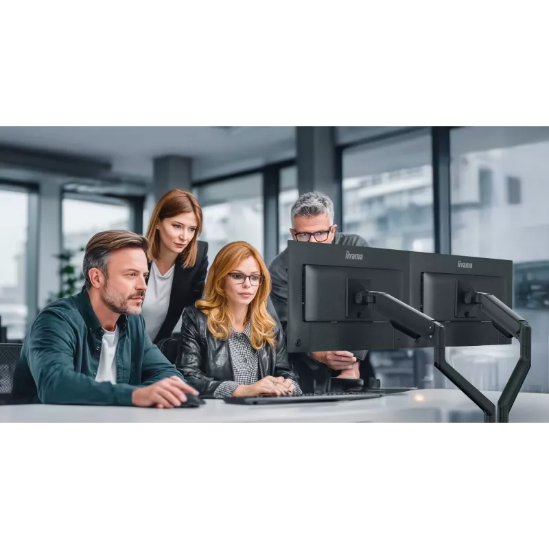 uchwyt biurkowy do monitora IIYAMA DS4002C-B1 do ekranów 61–81,3 cm (24–32 cale), VESA 75×75–100×100, zacisk/przelotka, czarny
