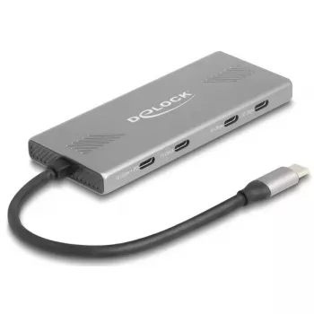 DELOCK USB 3.2 Gen 2 Type-C Hub 7‑portowy (4×Type‑C, 3×Type‑A) 10 Gbit/s Szary