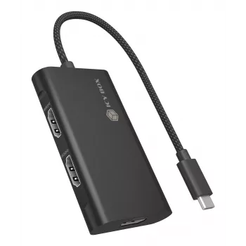 ICY BOX Adapter USB Type-C na 3x HDMI, USB 3.2 Gen 2 (3.1 Gen 2) Type-C, HDMI, 10000 Mbit/s, 144 Hz, 3840 x 2160, 7680 x 4320, 7680 x 4320 pikseli