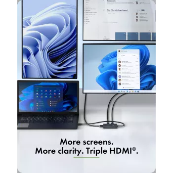 ICY BOX Adapter USB Type-C na 3x HDMI, USB 3.2 Gen 2 (3.1 Gen 2) Type-C, HDMI, 10000 Mbit/s, 144 Hz, 3840 x 2160, 7680 x 4320, 7680 x 4320 pikseli