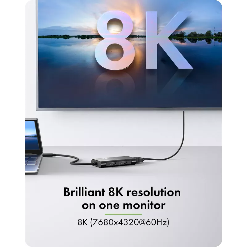 ICY BOX Adapter USB Type-C na 3x HDMI, USB 3.2 Gen 2 (3.1 Gen 2) Type-C, HDMI, 10000 Mbit/s, 144 Hz, 3840 x 2160, 7680 x 4320, 7680 x 4320 pikseli