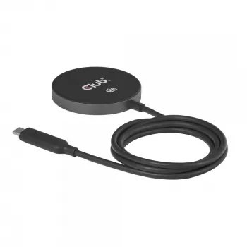 Ładowarka bezprzewodowa CLUB3D CAC-3027 Qi2 25W podkładka magnetyczna kompatybilna z MagSafe, ładowarka DC do użytku wewnętrznego, kabel 1 m, czarna