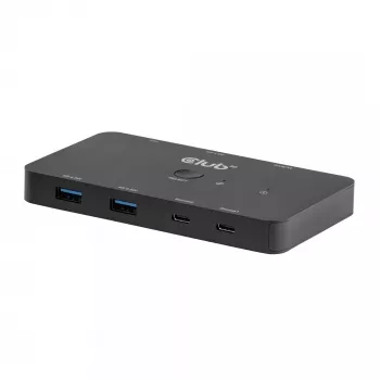 KVM switch Club 3D Dual USB-C do HDMI, 2-portowy, 4K UHD 3840x2160, konsola USB-C, 65W PD, czarny