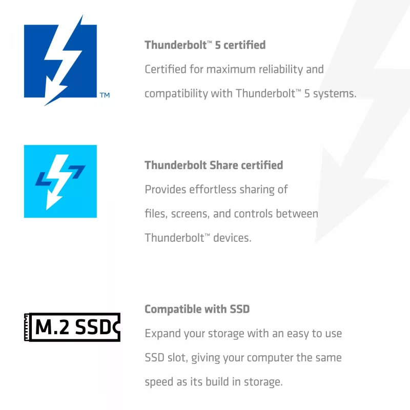 Stacja dokująca CLUB3D CSV-2562 Thunderbolt 5, M.2 SSD, 2×HDMI 8K60Hz, 180W, 120 Gbit/s