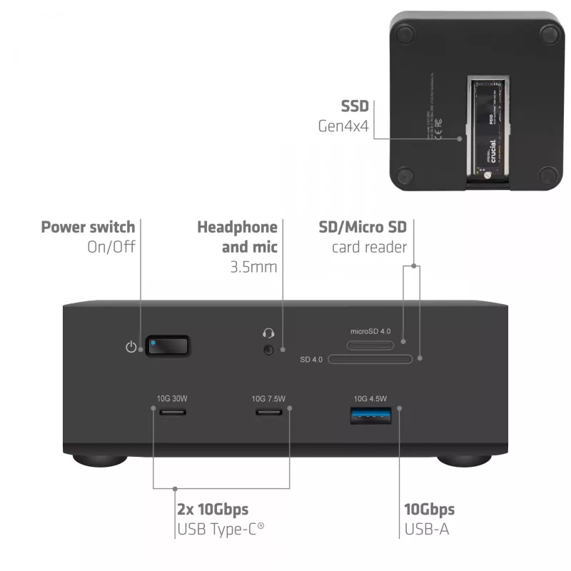Stacja dokująca CLUB3D CSV-2562 Thunderbolt 5, M.2 SSD, 2×HDMI 8K60Hz, 180W, 120 Gbit/s