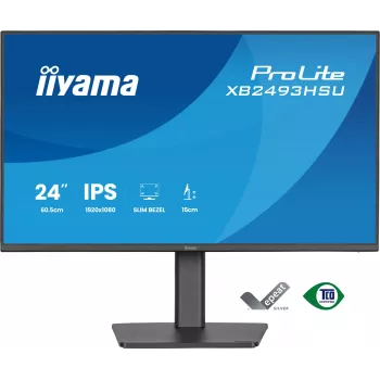 Monitor komputerowy IIYAMA ProLite XB2493HSU-B1 23.8 cala (60.5 cm) Full HD IPS LED, 1920×1080, 1 ms, kąty widzenia 178°, hub USB, głośniki, czarny