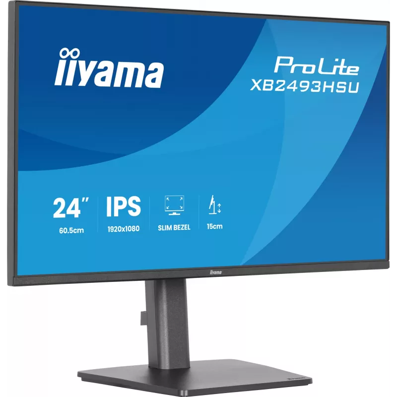 Monitor komputerowy IIYAMA ProLite XB2493HSU-B1 23.8 cala (60.5 cm) Full HD IPS LED, 1920×1080, 1 ms, kąty widzenia 178°, hub USB, głośniki, czarny