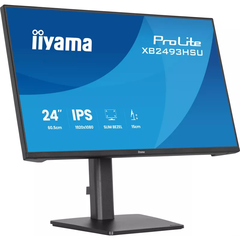Monitor komputerowy IIYAMA ProLite XB2493HSU-B1 23.8 cala (60.5 cm) Full HD IPS LED, 1920×1080, 1 ms, kąty widzenia 178°, hub USB, głośniki, czarny