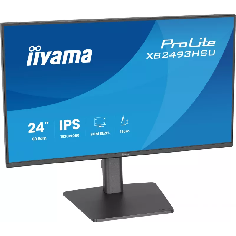 Monitor komputerowy IIYAMA ProLite XB2493HSU-B1 23.8 cala (60.5 cm) Full HD IPS LED, 1920×1080, 1 ms, kąty widzenia 178°, hub USB, głośniki, czarny