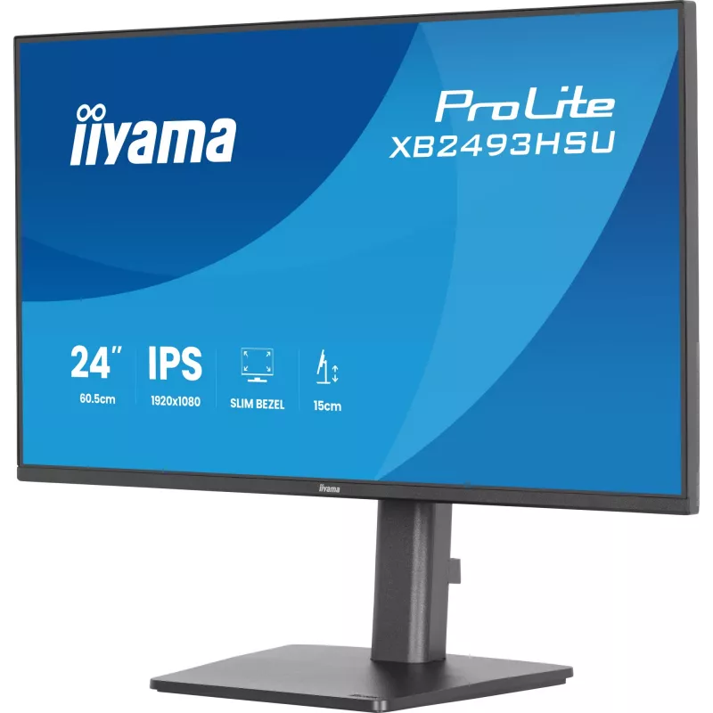 Monitor komputerowy IIYAMA ProLite XB2493HSU-B1 23.8 cala (60.5 cm) Full HD IPS LED, 1920×1080, 1 ms, kąty widzenia 178°, hub USB, głośniki, czarny