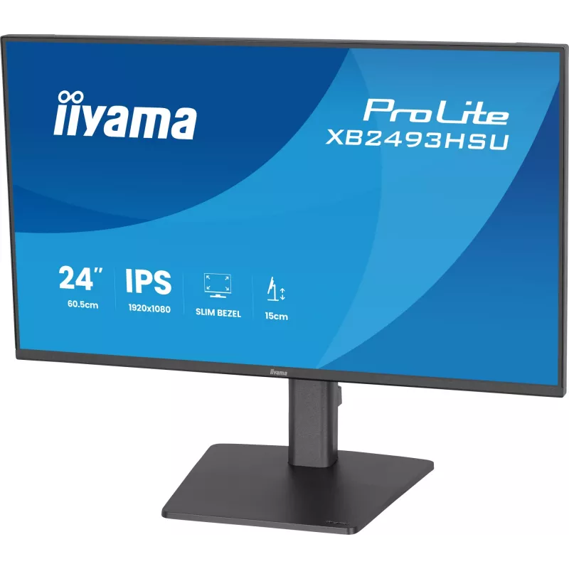 Monitor komputerowy IIYAMA ProLite XB2493HSU-B1 23.8 cala (60.5 cm) Full HD IPS LED, 1920×1080, 1 ms, kąty widzenia 178°, hub USB, głośniki, czarny