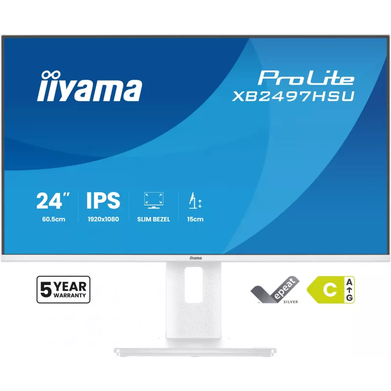 iiyama ProLite XB2497HSU-W1 monitor komputerowy 60,5 cm (23,8 cala) 1920 x 1080 pikseli Full HD LED Biały