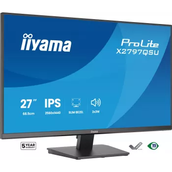 Monitor komputerowy IIYAMA ProLite X2797QSU-B1 27 cali (68,6 cm) 2560×1440 IPS LED Matowy, 1 ms, hub USB 3.2, głośniki, VESA