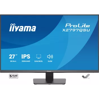 Monitor komputerowy IIYAMA ProLite X2797QSU-B1 27 cali (68,6 cm) 2560×1440 IPS LED Matowy, 1 ms, hub USB 3.2, głośniki, VESA
